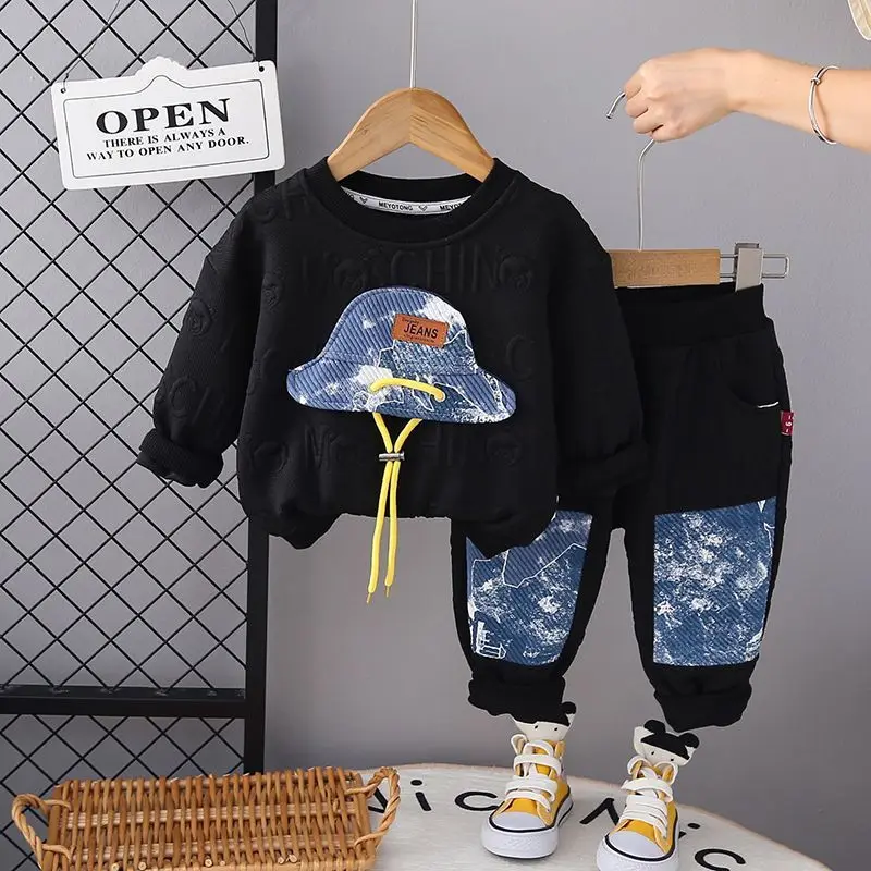 Children\'s Clothing Spring and Autumn New Baby Boys Long sleeved Sweater Pants Two Piece Set  Boys Tracksuits Outfit for Kids