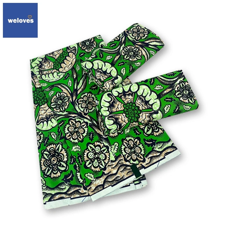 Green African Super Block Wax Ankara Fabric Textil Real Wax Cotton Fabric Printing