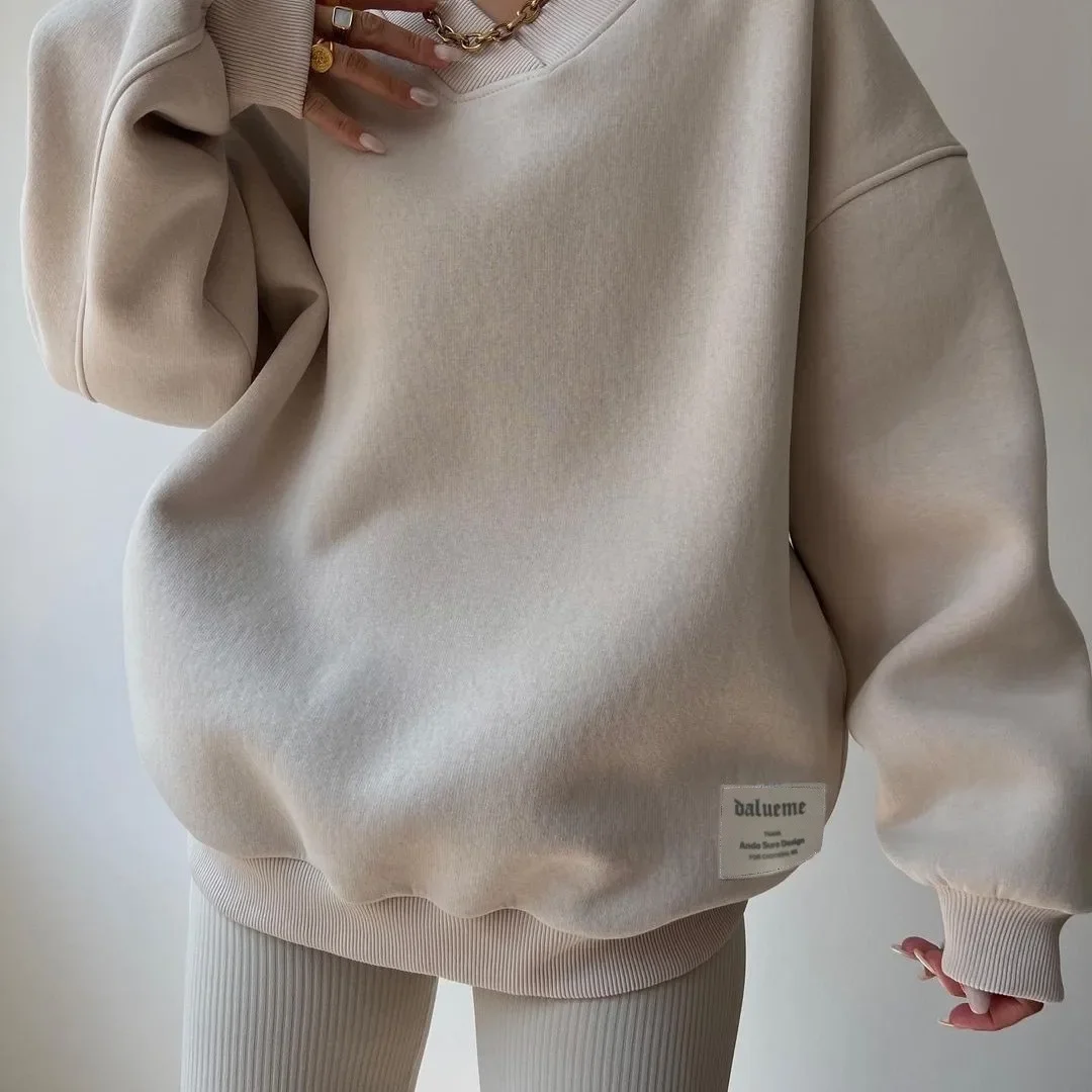 Women Embroidery Pull Femme Jumper Casual Streetwear Fall Winter Letter Tops Women O-neck Oversize Sweatshirt Pullover