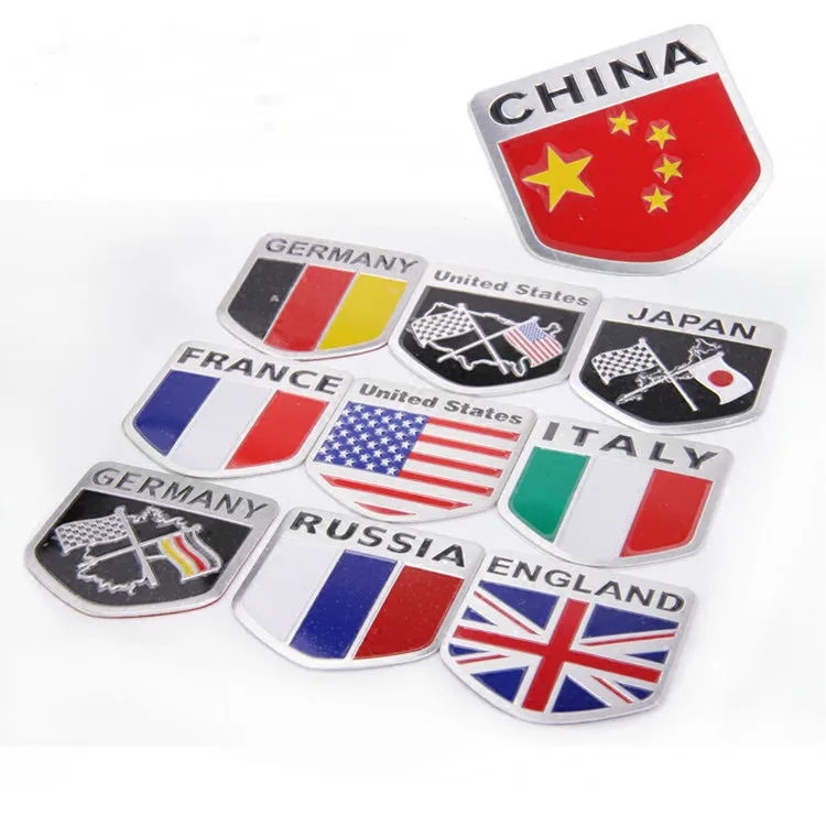 

1 PCS 3D Metal Germany Italy France United Kingdom Flag Car badge emblem Racing Grill Emblem Badge Car Stickers For VW BMW Benz