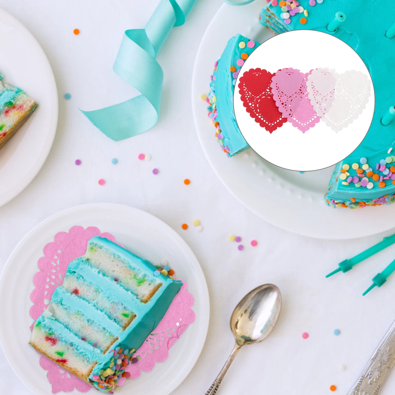 

Mini Heart Doilies Paper Placemat Cake Mat For Valentine Wedding Party Oil-Absorbing Paper Kitchen Bar Decor Craft