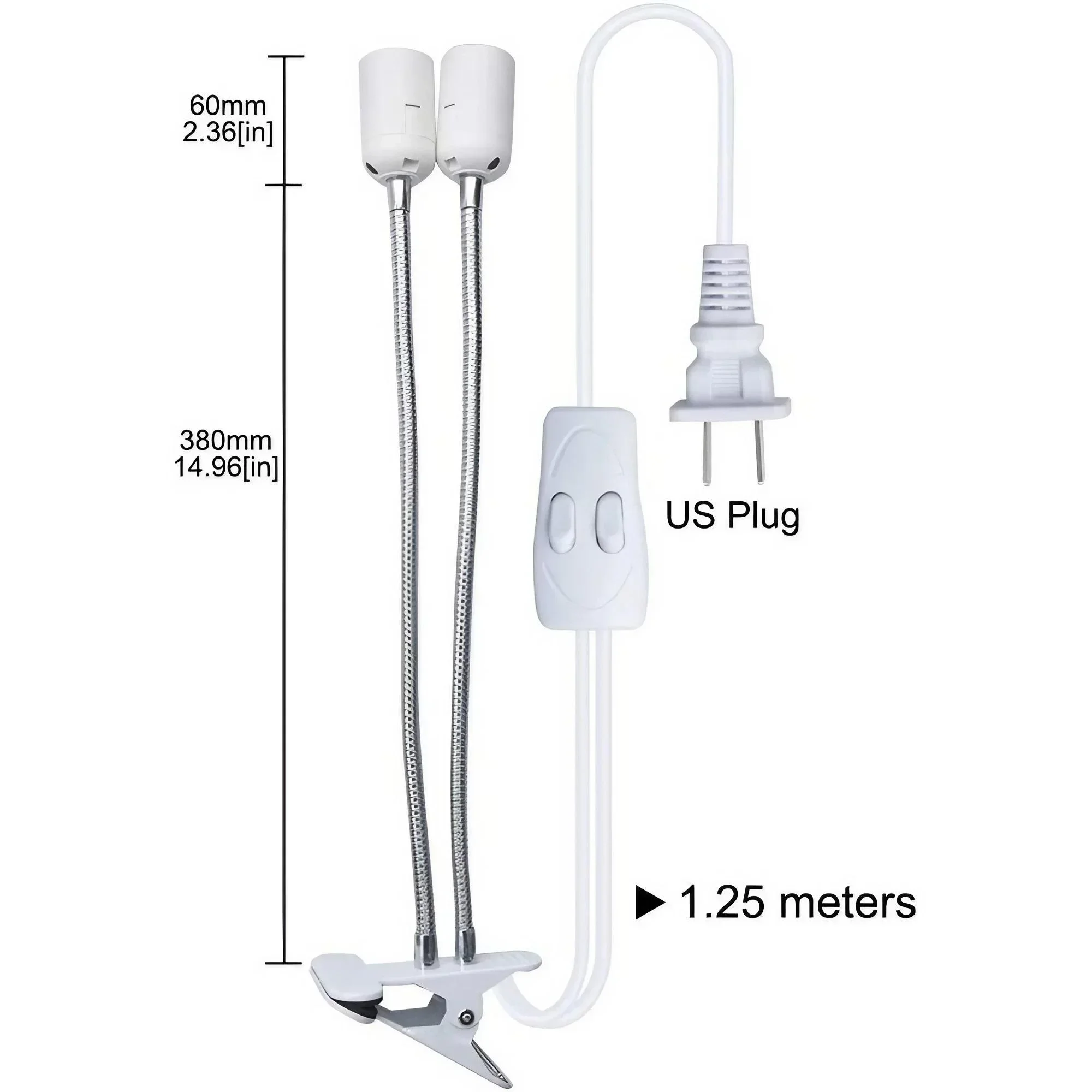 STONEGO 360° Rotatable and Adjustable Creative E27 Dual Head LED Light Socket Clip Suitable for Various Lighting Scenes