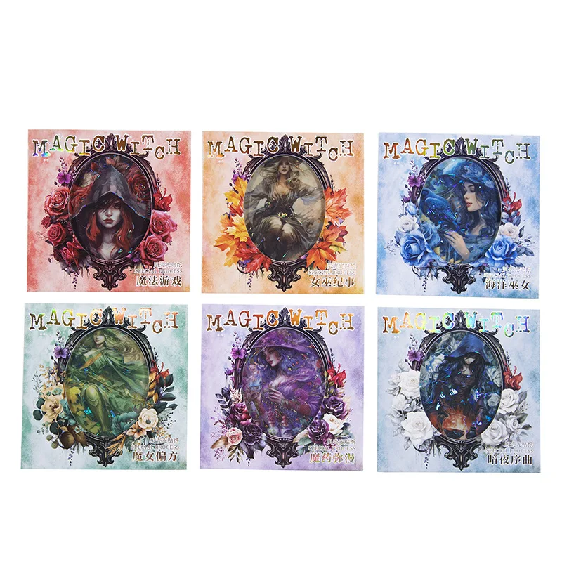 Mr.Paper 6 Style 5 Pcs/ Pack PET Shell Light The Fantasy Witch Is Embellished With Handbook Material Stickers