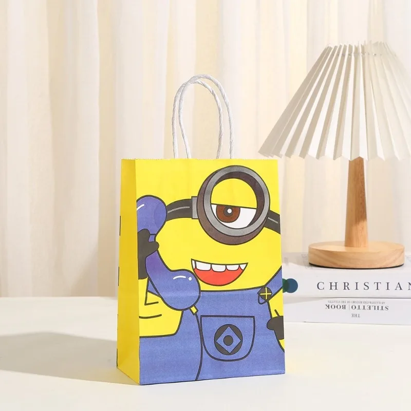 20pcs Despicable Me Minions birthday festival party paper gift bags kawaii gift packaging bags large capacity handbags wholesale view 6