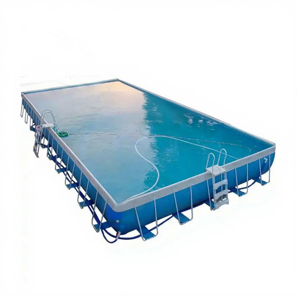 Piscina Grande de PVC Portátil para Jardín, Piscina Rectangular Elevada con Marco Metálico, Juego de Equipos para Piscina