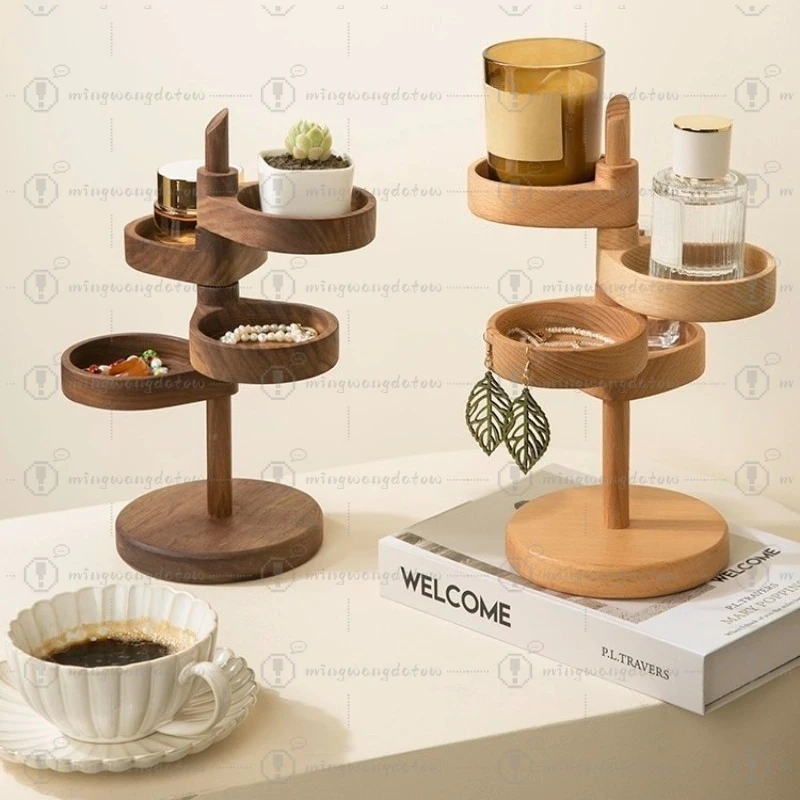 Creative Home Wooden Rotating Shelf, Multi-layer Desktop Storage Stand for Perfume, Aromatherapy and Ornaments