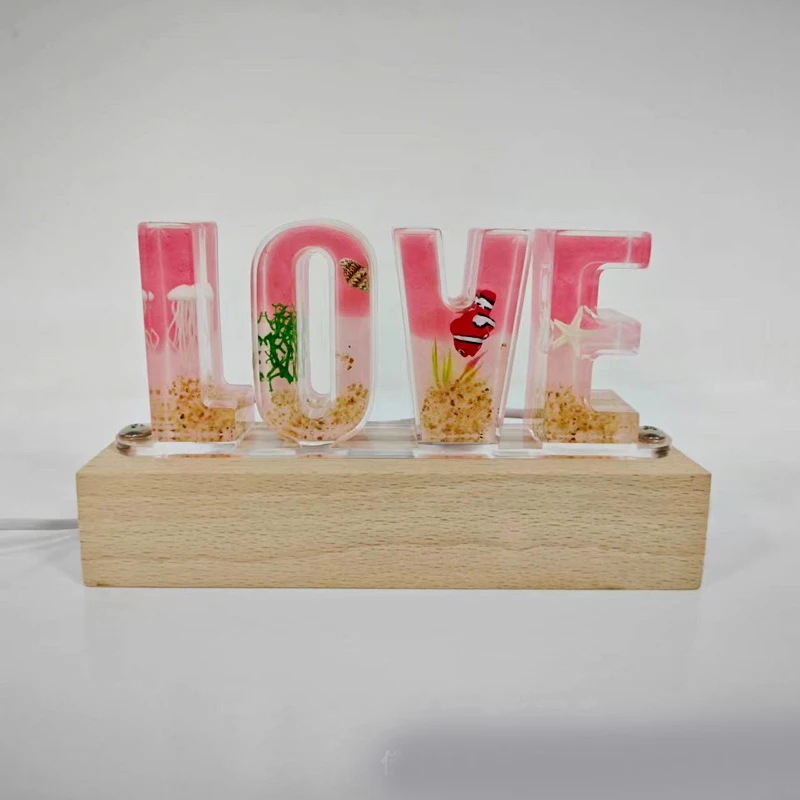 الحب المحيط الحيوانات العضوية الراتنج مصباح الفن الإبداعي ليلة ضوء الحرفية الرومانسية موضوع الديكور الجدول مصباح USB شحن