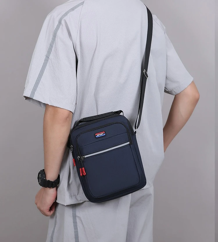 Neue Herren-Umhängetasche, schlichte Schultertasche, lässige, geräumige Tasche für den täglichen Gebrauch, atmungsaktive Reisetasche für Herren. – Detail 13