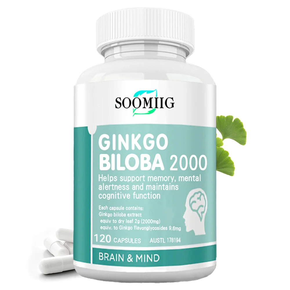 

Ginkgo Biloba Capsules - Supports Brain Health, Cognitive Function, Improved Focus, Memory Clarity and Enhanced Energy