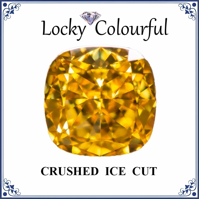 

Cubic Zirconia Crushed Ice Cut Square Cushion Shape Dark Yellow Color Charms bead for Diy Jewelry Making Material No Certificate