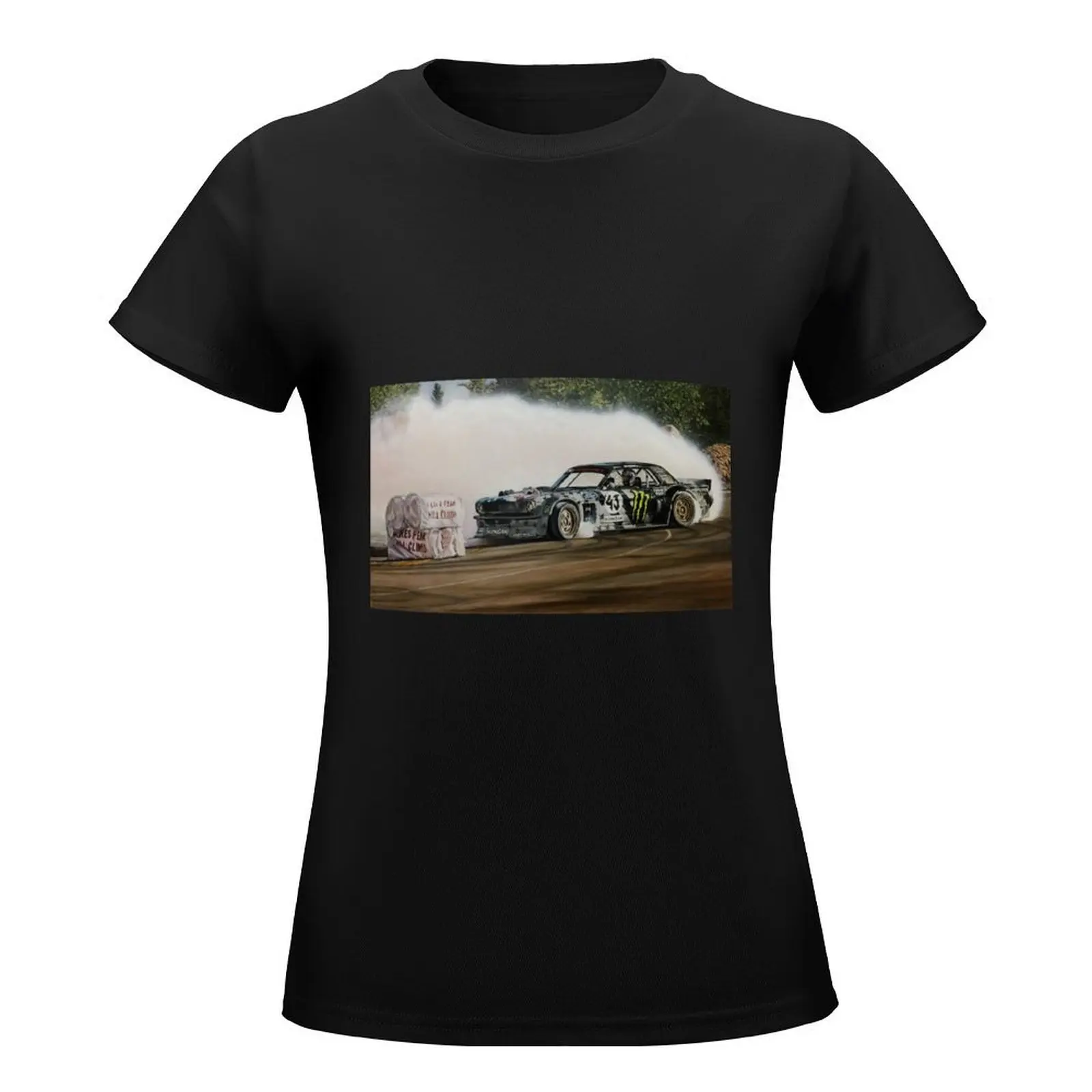 Hoonicorn Drift Car T-Shirt Short sleeve tee Female clothing graphics Blouse Women's tee shirt