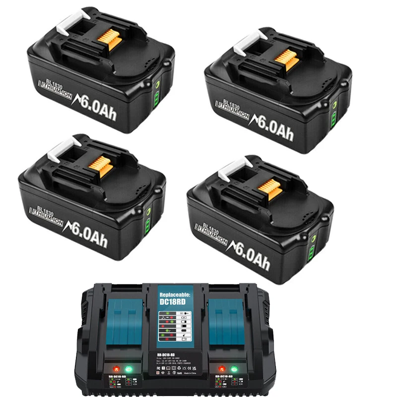 Voor Makita 18V 6.0Ah batterij, vervanging voor BL1860B BL1850B BL1840B BL1830B BL1815B, hoge capaciteit, lange levensduur, Li-ion - afbeelding 1