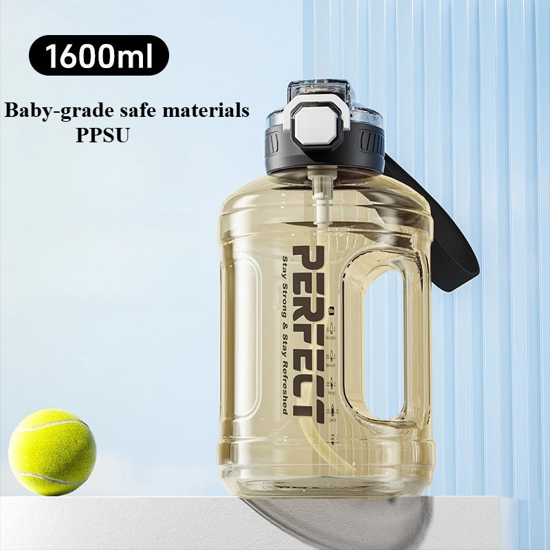 

Large Capacity 1.6 Liter Water Bottle with Straw Lid Sports Gym Water Kettle for Camping Travel PPSU Free Drinking Bottles