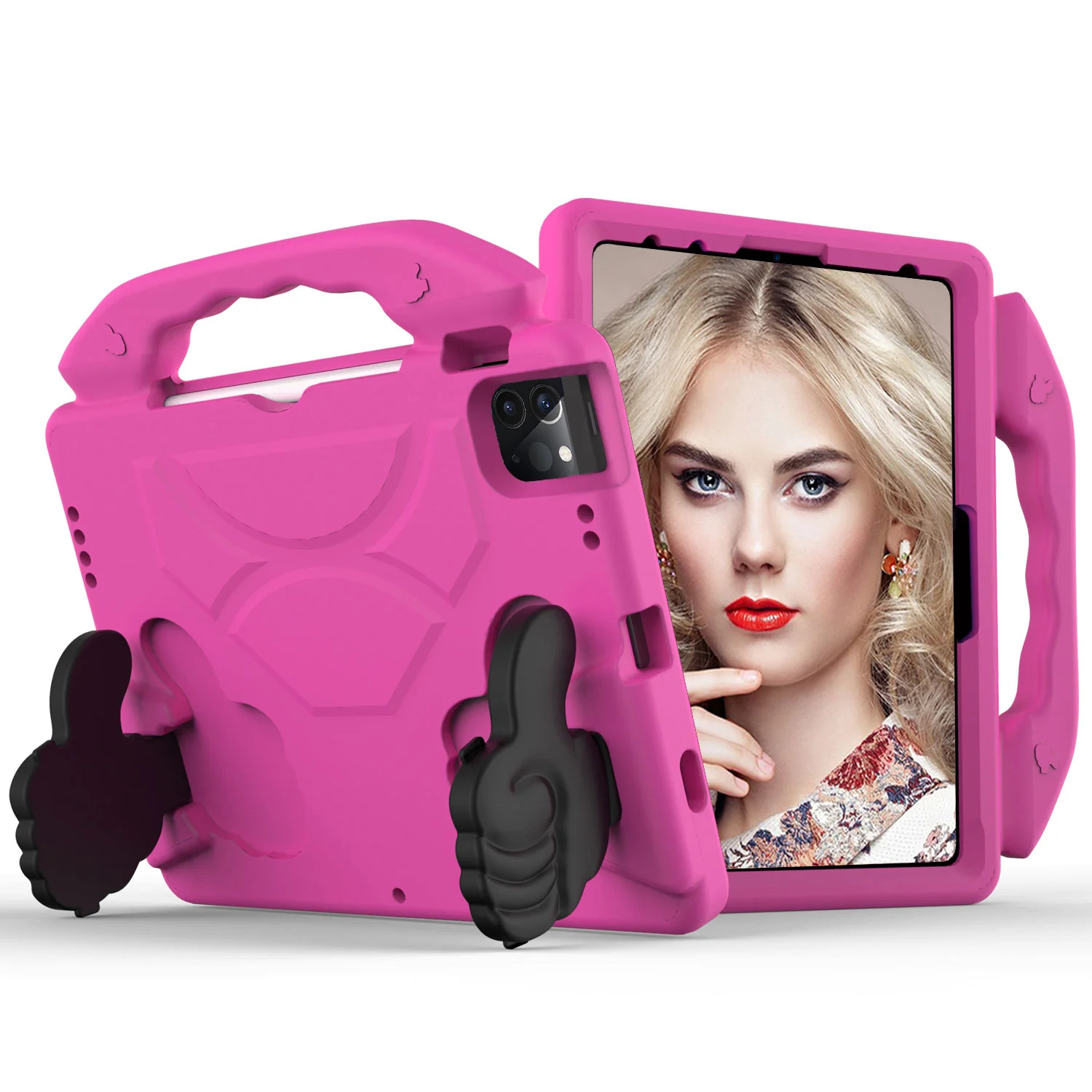 

with Handle Thumb Stand Tablet Case For iPad 7 8 9 10th 11th Generation Pro Air 2025 5 6 Mini 10.2 11 10.9 12.9 13 inch Cover