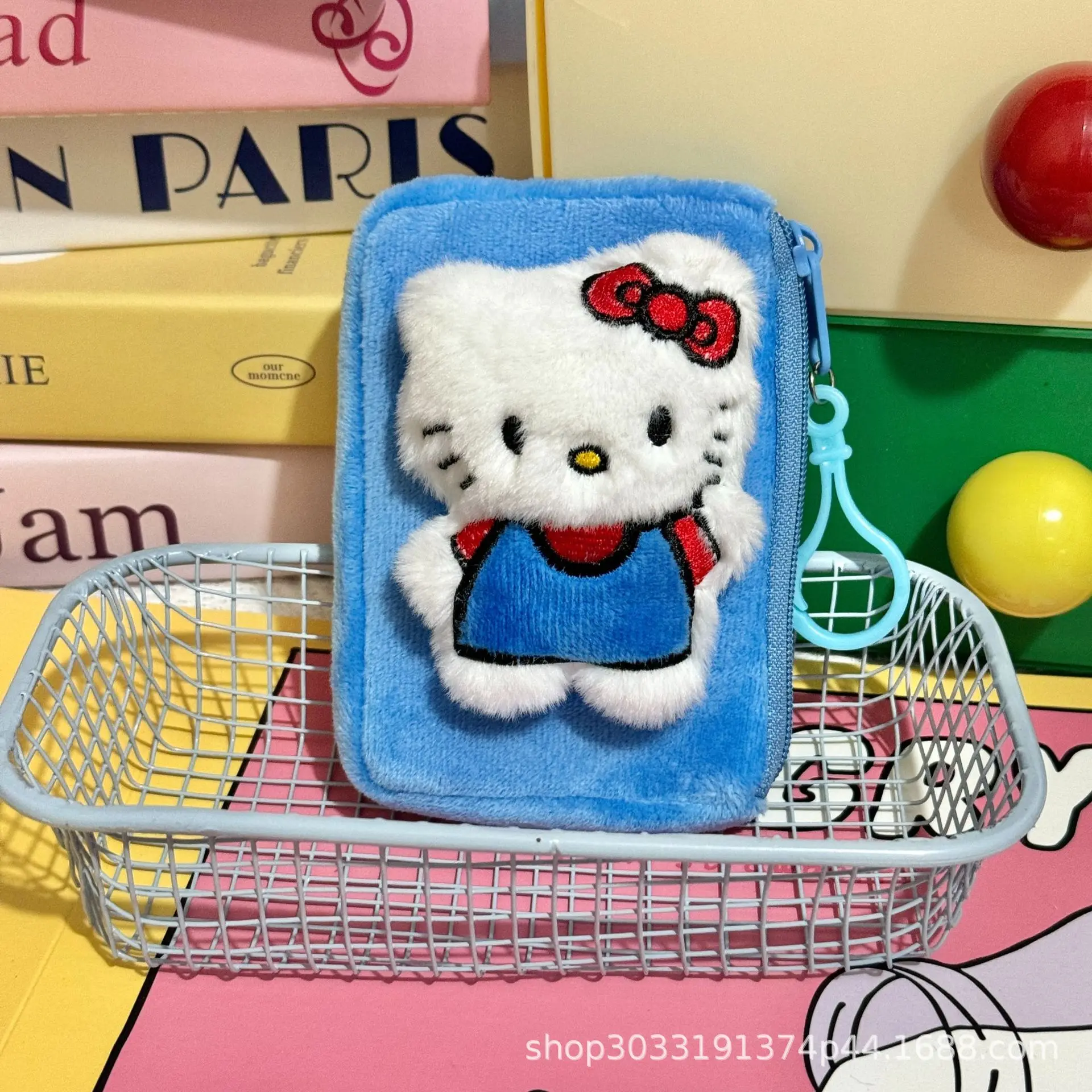 Cute Blue Hellos Kittys Cartoon Coin Wallet Student Wallet Key Sundry Storage Bag Card Bag Headphone Bag Pendant Girl\'s Gifts