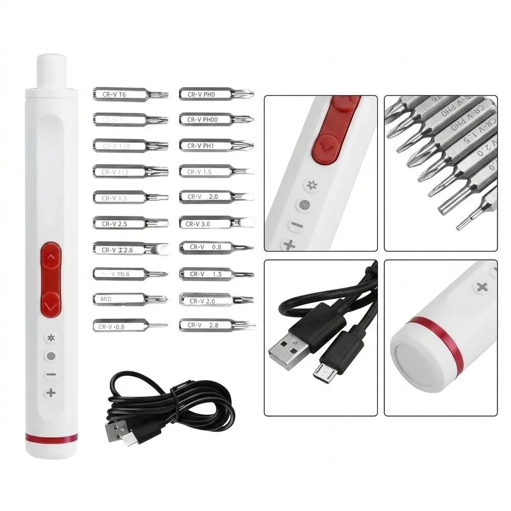 20 Bit Rechargeable Precis Screwdriver Kit with Lithium For Battery and Adjustable Torque for DIY and Professal Use
