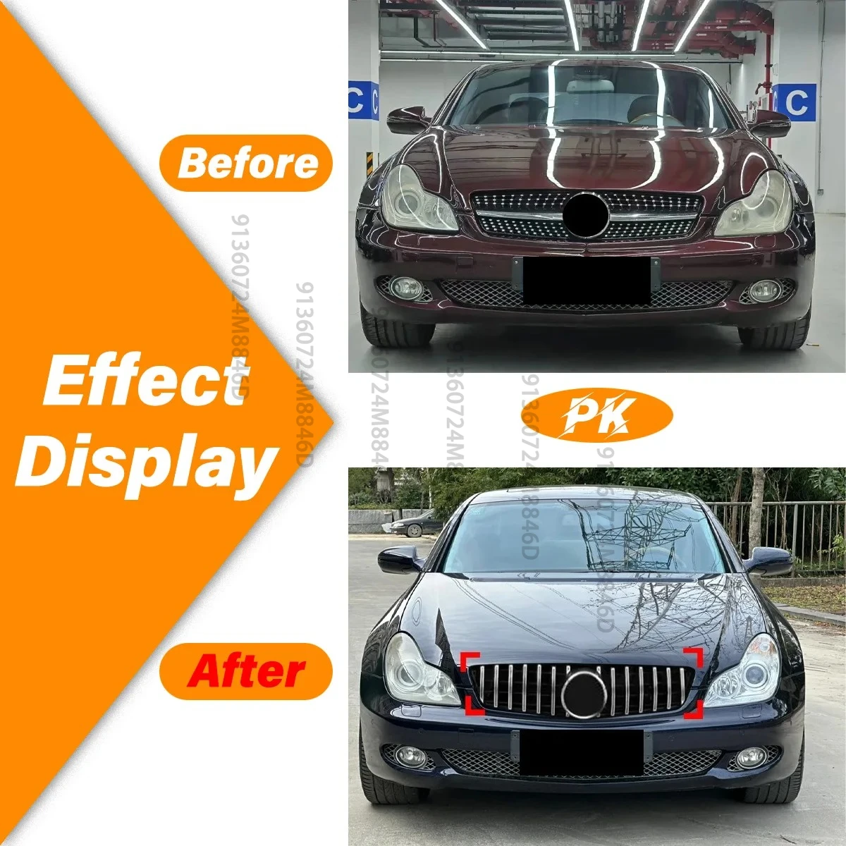 

Diamond Mesh Style Front Bumper Grille for Mercedes CLS63 CLS550 W219 2005-2008 Sport Grille Replacemen