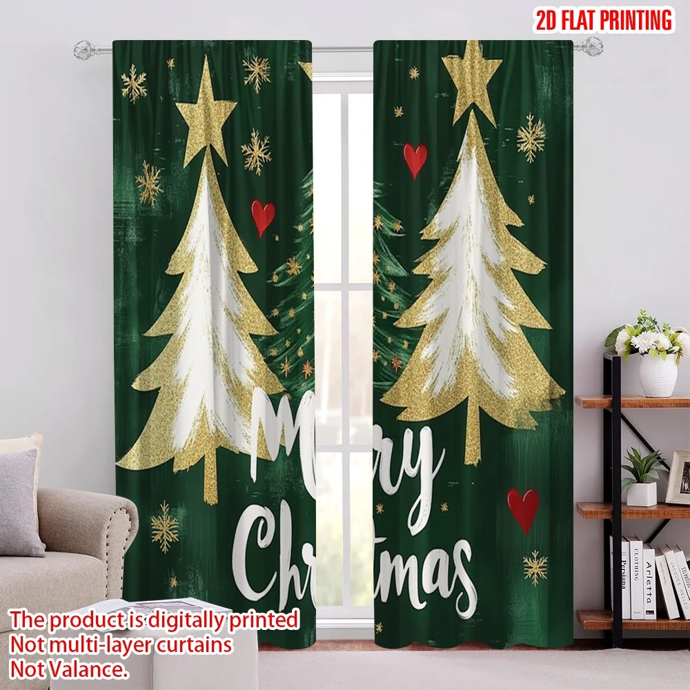 2 قطعة 2D الطباعة المسطحة سعيد عيد القديس باتريك نافذة الستائر عيد ميلاد سعيد شجرة عطلة 100% البوليستر بدون كهرباء
