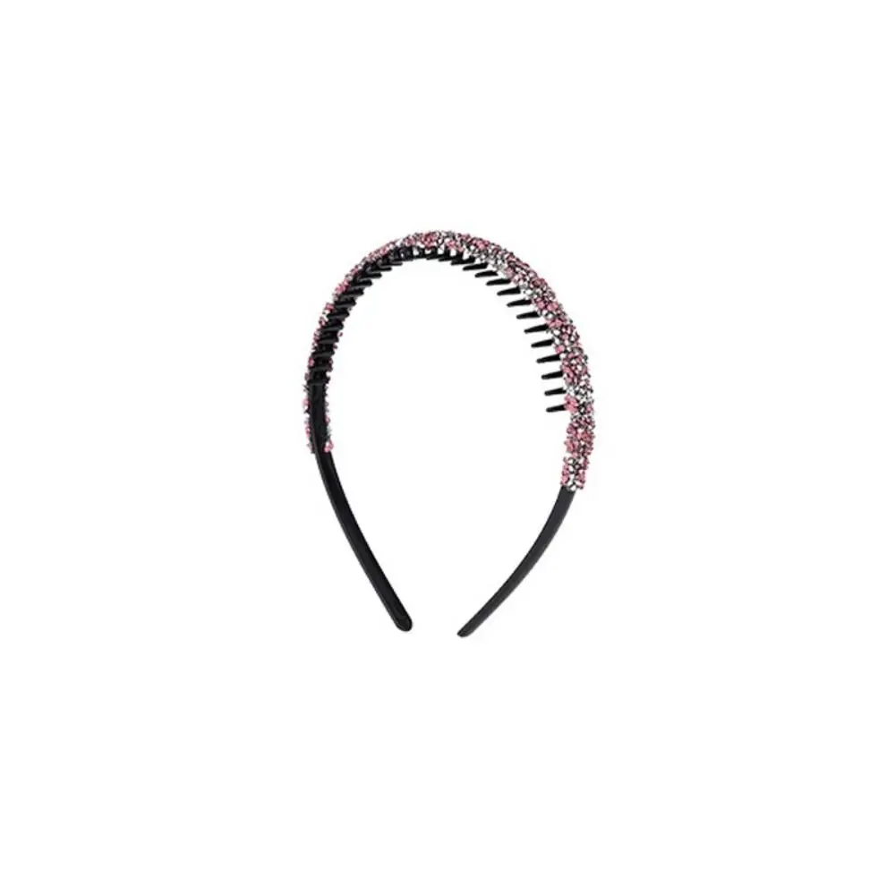 

Cute Plastic Rhinestone Headband Shiny Non-slip Thin Hairband Korean Style with Toothed Hair Hoop Make Up