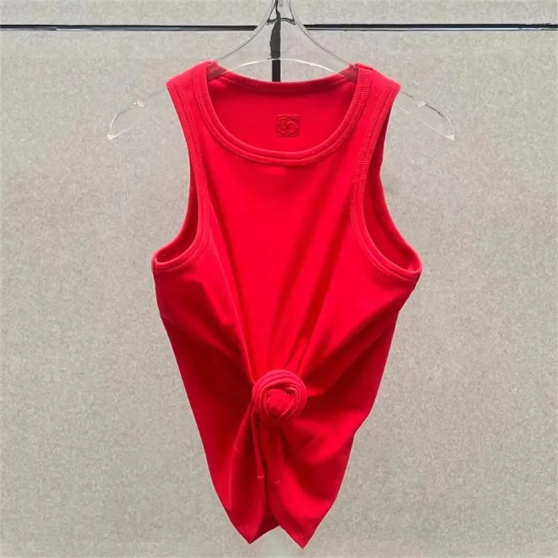 Women t-shirts New twisted flower knotted sleeveless top for summer 2025 Elastic slim pure cotton women's vest corset crop top image 5