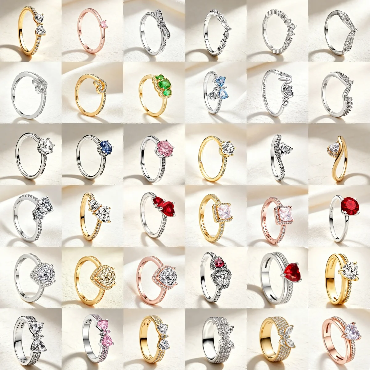 S925 Sterling Silver Stacking Rings For Ladies Bow Heart Square Colorful CZ Crystal Thin Finger Band Engagement Daily Jewelry