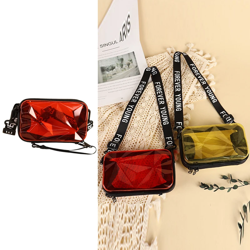 Transparente Umhängetasche für Damen, Kofferform, Mini-Schultertasche, PVC-Jelly-Clutch-Box-Tasche – Detail 1