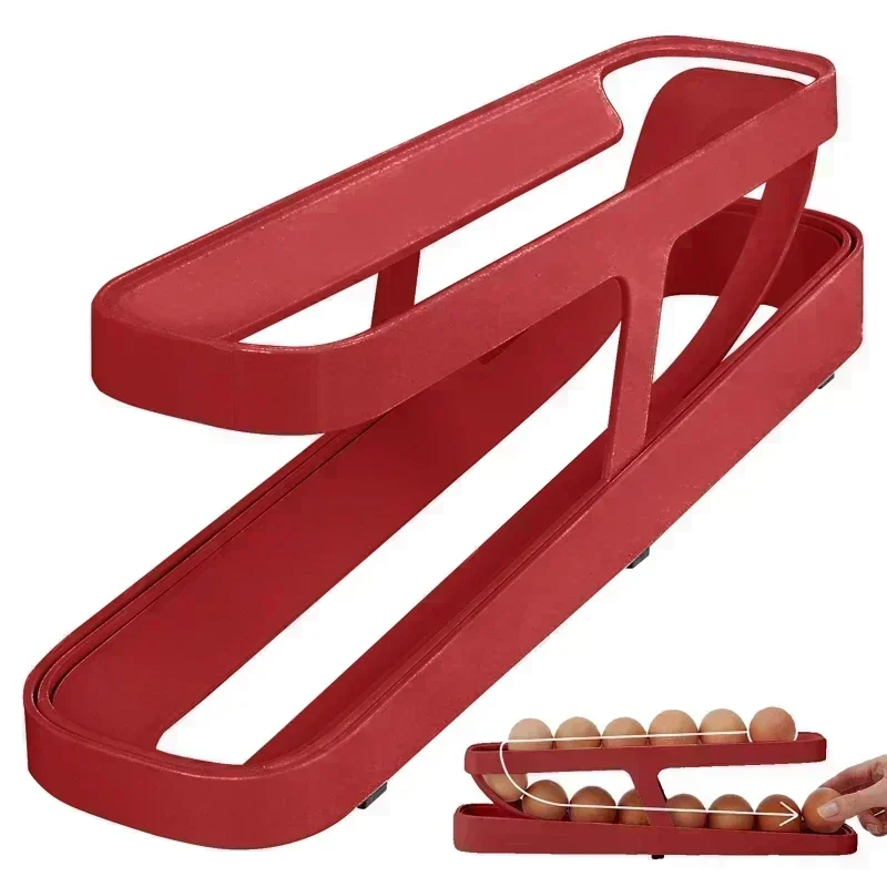 Automático rolamento Egg Rack Suporte, ovo Organizador Roll, geladeira Egg Dispenser, Storage Box, Cozinha Use, 1Pc