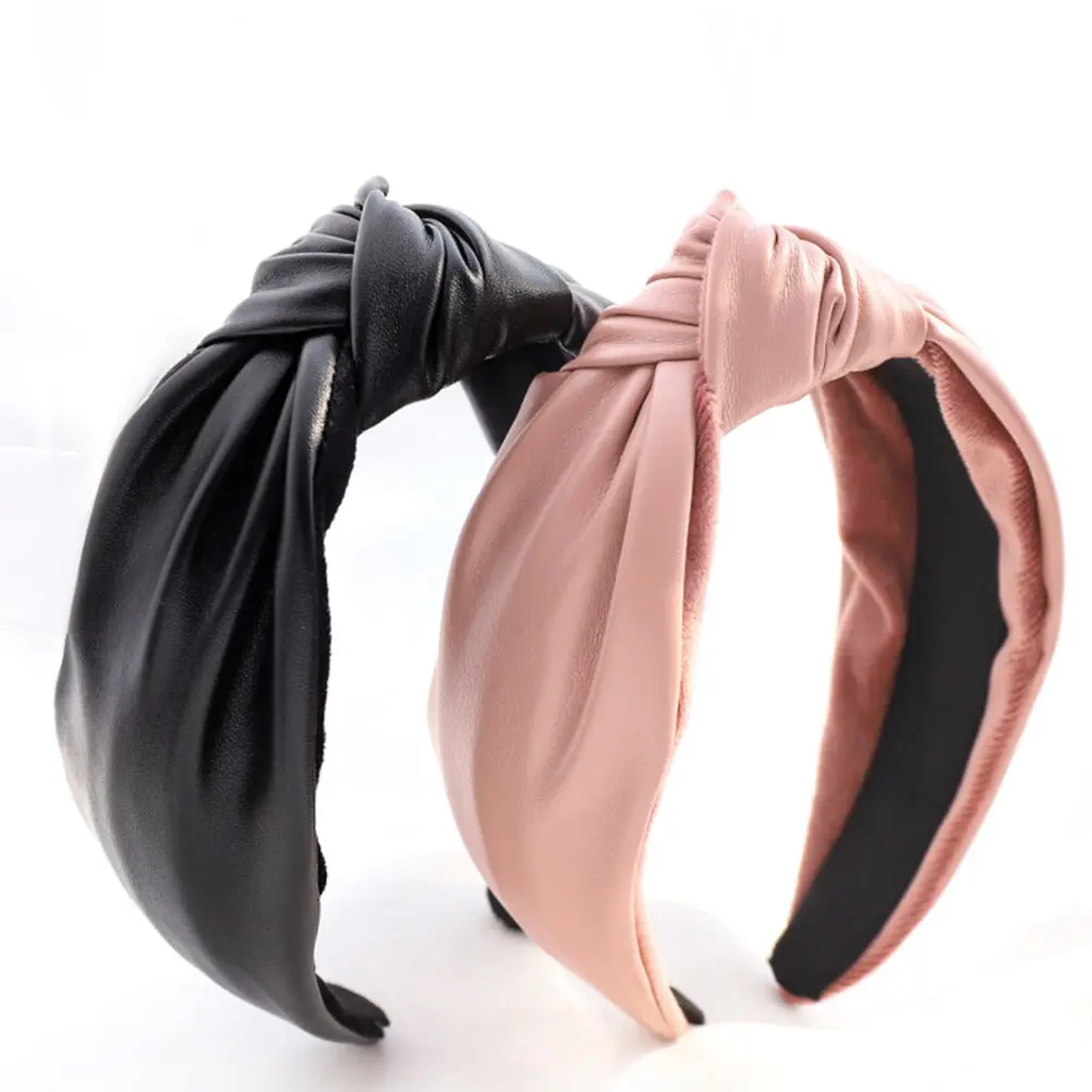 

2Pcs Headband Knot Hairband Female Spa Yoga Hoops Pu Headbands Styling Accessories Girl Headwear Hair Care Tools