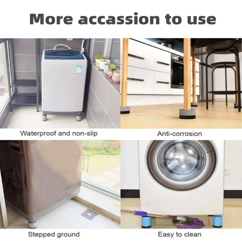 4Pcs Washing Machine Anti-vibration Foot Pad Rubber Slipstop Silent Supportor Furniture Leveling Foot Pads Household Accessories image 2