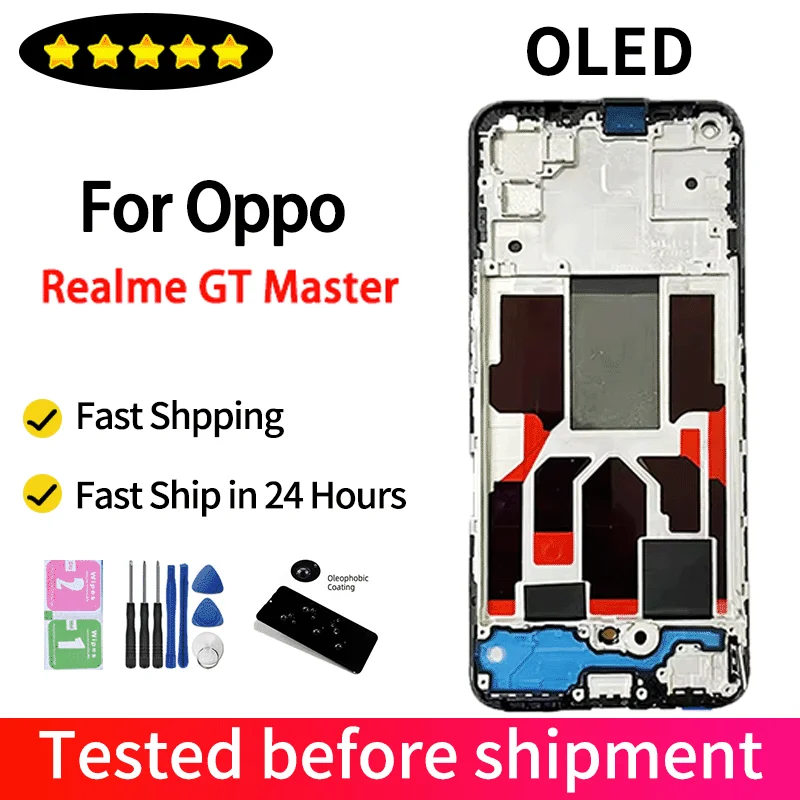

Pop 6.43"OLED For Oppo Realme GT Master Display Screen Frame Touch Panel Digitizer RMX3363 RMX3360 Display Replacement Repair Pa