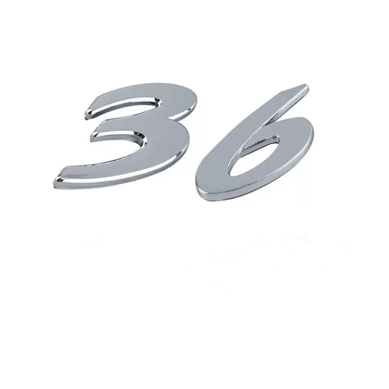 

1pcs 5pcs Silver ABS 3 6 car Letter Emblem Rear tail trunk Decals badge sticker Decal styling auto Accessories