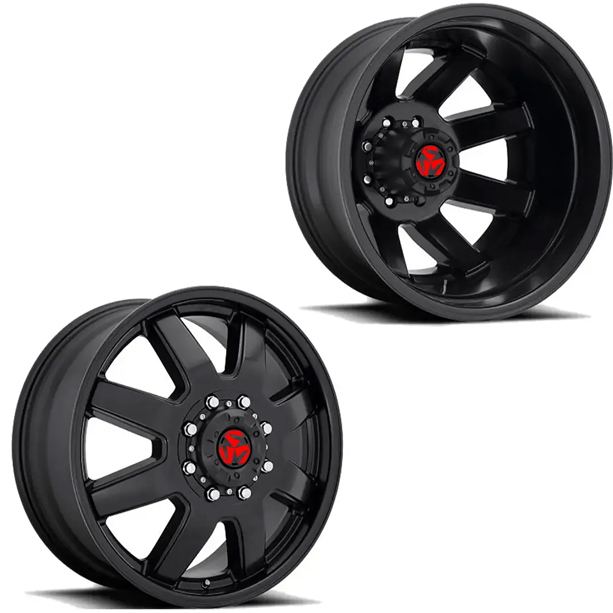 SJ Rims Custom 20-30 Inch 6 Lug 8 Lug 10 Lug Super Single Glossy Black Free Floating Cap Deep Dish Forged Alloy Dually Wheels
