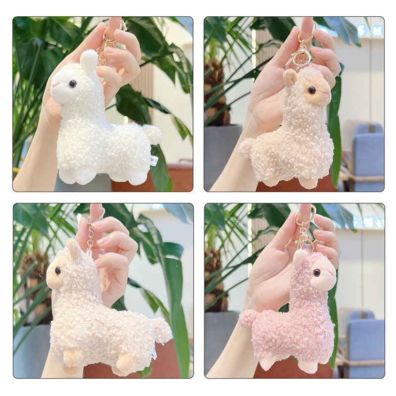 LLavero de peluche de Alpaca de dibujos animados, colgante creativo de muñeca Kawaii, accesorios de decoración de mochila para estudiantes, regalos