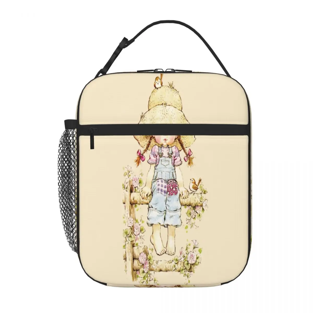 Bestselling Sarah Kay -Sitting On A Fence Outdoor Rugged Shoulder Lunch Bag Park Picnic Commuter Lunch Bag