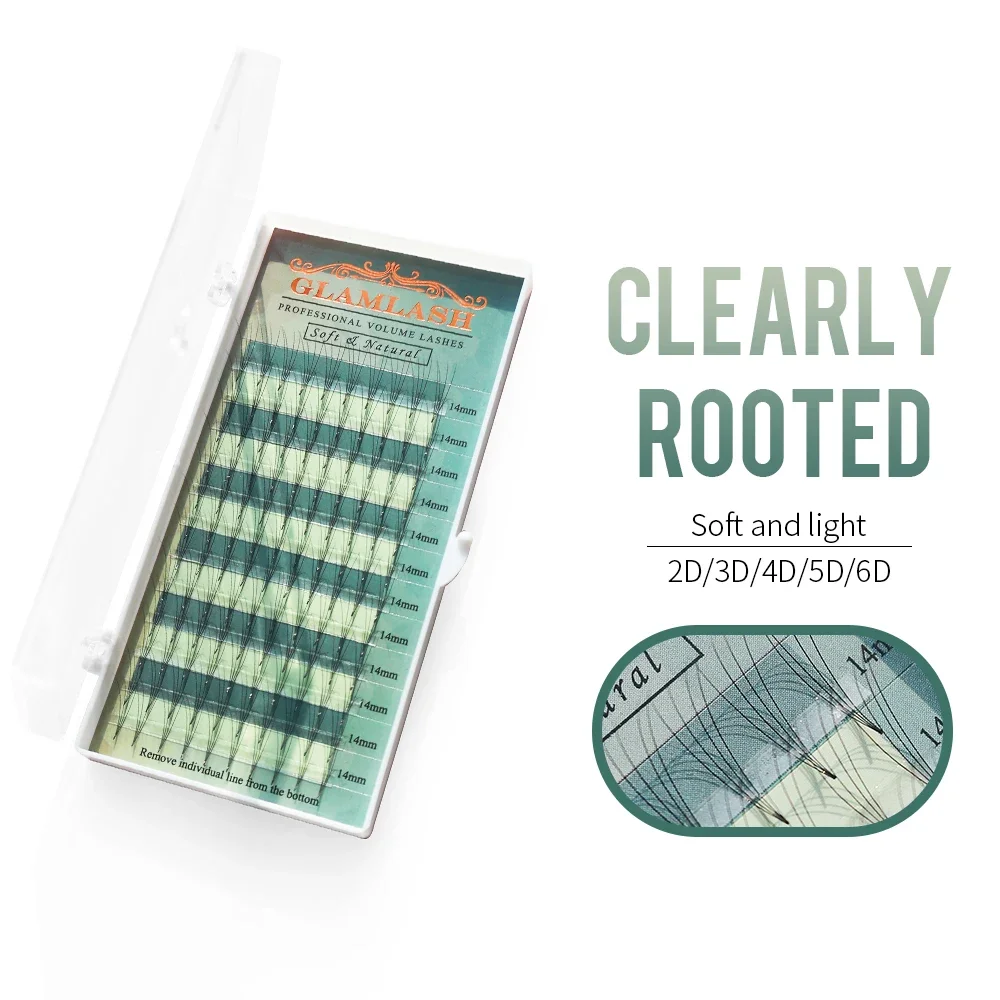 GLAMLASH 2D 3D 4D 5D 6D Russian Volume Mink Eyelash Extension Premade Fan Synthetic Hair False Lashes Extension Premium Cilios