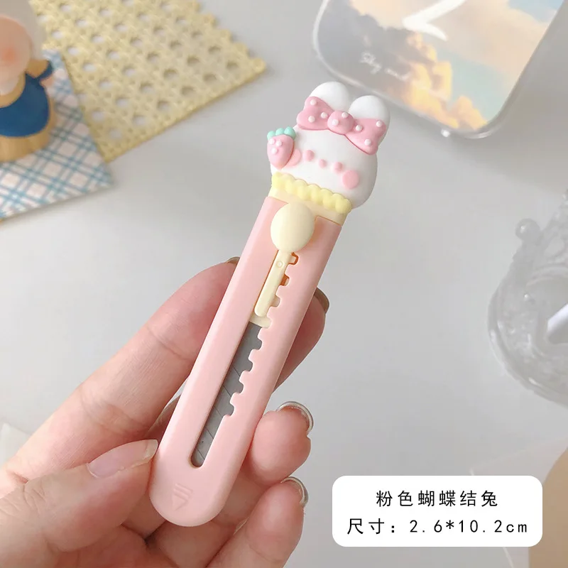 Kawaii Cartoon Animals Mini Portable Knife Box Cutter Pocket Stretch Paper Cutters School Office Supplies Stationery Knives