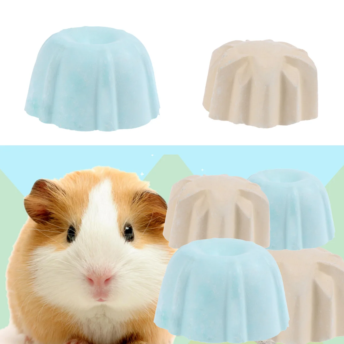 

6Pcs Natural Mineral Calcium Chew Stone for Hamster Teeth Grinding Aid Rabbit Guinea Pig Molar Health Small Pet Gnawing Treats