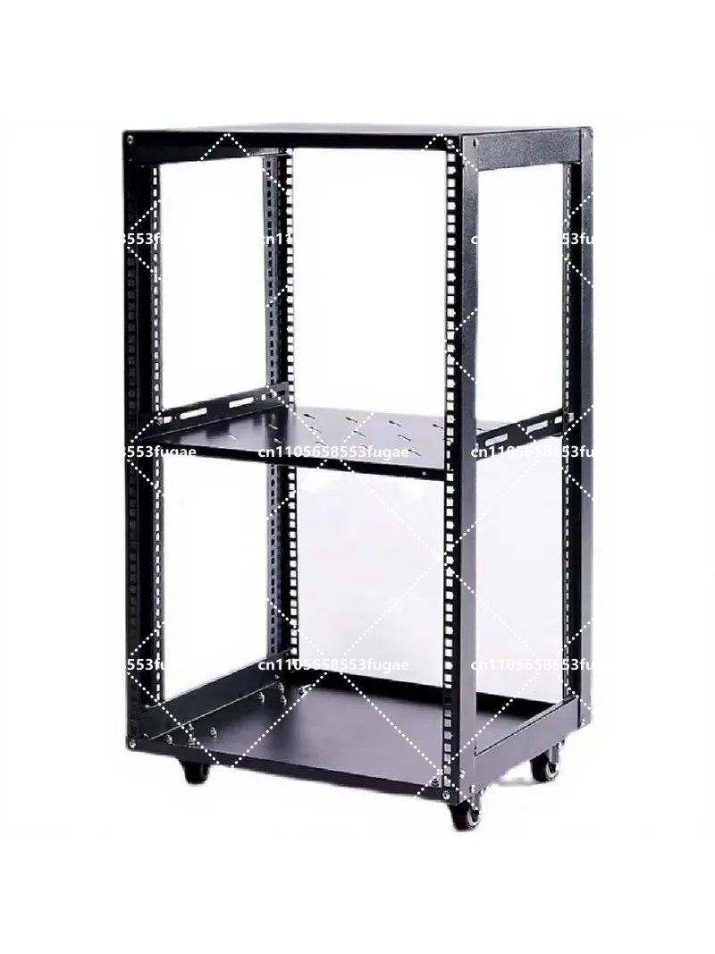6-15U Simple Open Network 2mm Adjustable 4-Wheel Mobile Rack Shelf for Server Cabinet Shielded Audio Amplifier