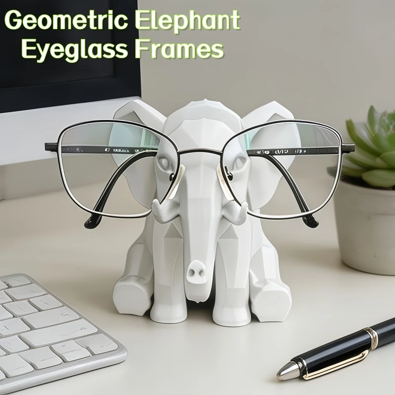 Geometric Polygonal Elephant Glasses Holder, Faceted-Style Glasses Stand, Cartoon-Style Desktop Decorative Holder, Glasses Holde