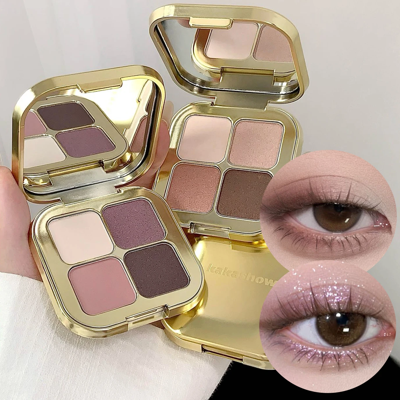 Kakashow Resaltador de brillo nacarado paleta de sombras de ojos deslumbrante Desarrollo de color duradero, resistente al sudor y al agua