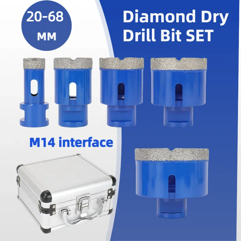 5Pcs Diamond Coated Drill Bits Set 20-68mm Hole Saw Kit for Glass Marble Granite Stone Tile Ceramic