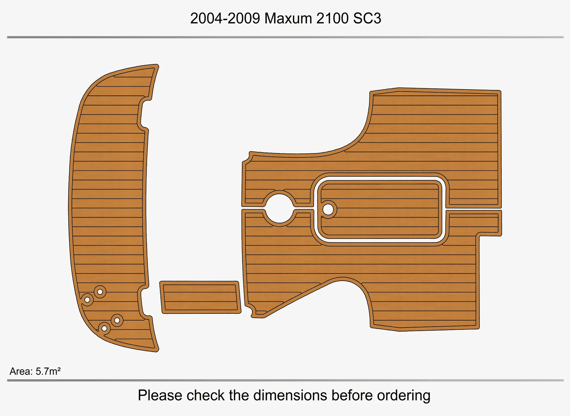 Anti-Skid EVA Faux Teak Self-Adhesive 6mm Boat Decking Pad for 2004-2009 Maxum 2100 SC3 Yacht Cockpit Durable Marine Flooring