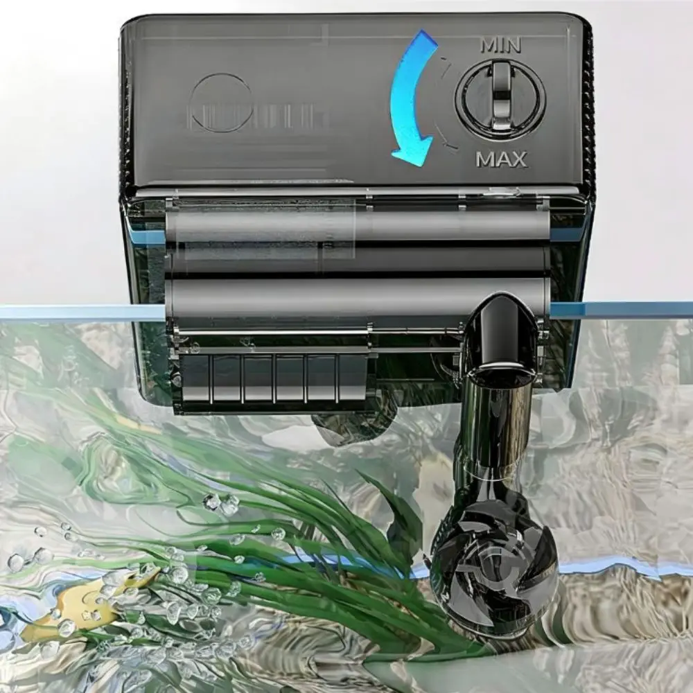 3-in-1 Wandmontierter Aquariumfilter Geräuscharm Einstellbare Durchflussrate Wasserfall-Filter USB Zirkulationsfilter Wasserpumpe für Zuhause – Detail 6