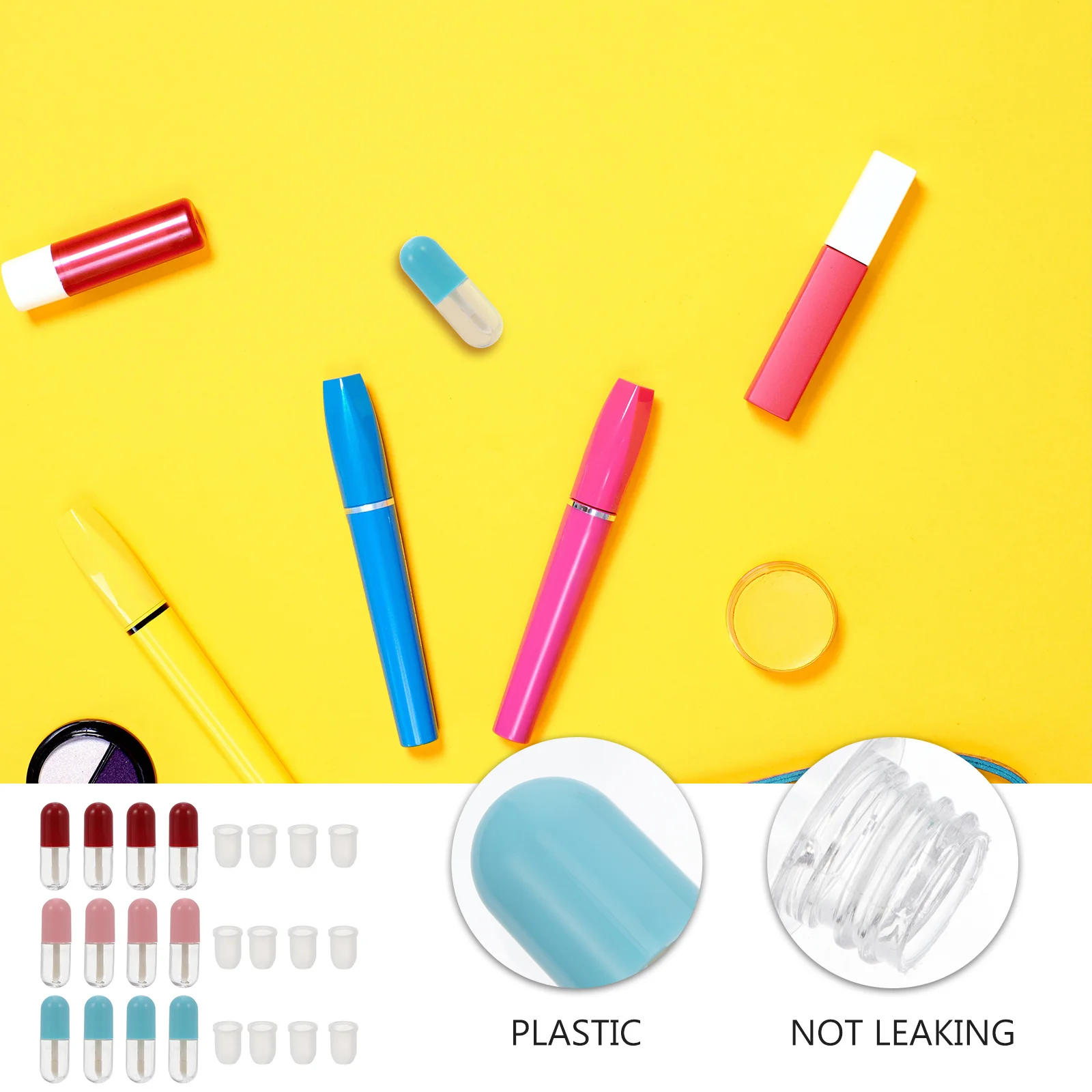

12pcs Empty Gloss Tube Mini Capsule Shape Portable Diy Lip Color Container For Lip Balm Oil Mascara Cream Storage Reusable