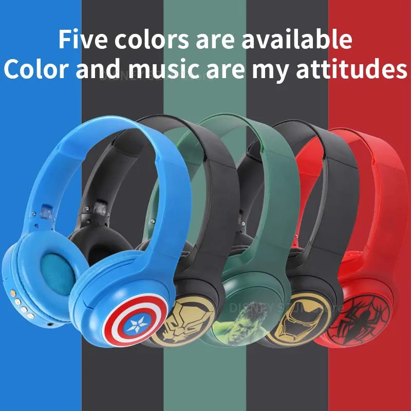 Disney Wireless Bluetooth Headphones HIFI Surround Sound Foldable Laptop Headsets with Mic for Kids Anime Cartoon