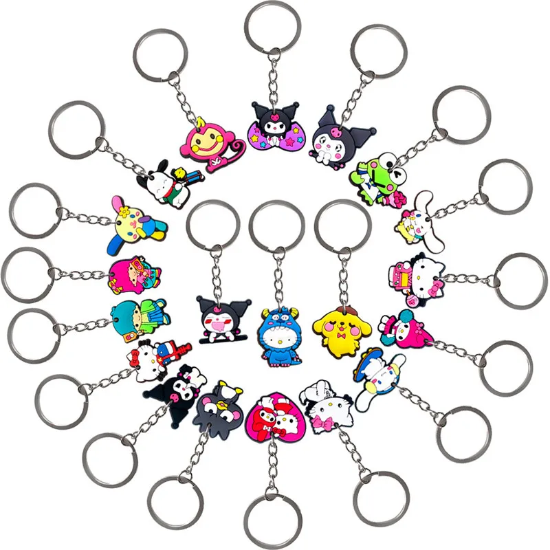 

10pcs Kuromi KeyChain Schoolbag Saniro Pendant Decoration Key Holder Anime Decor Party Favors Key Buckle Birthday Kids Gift