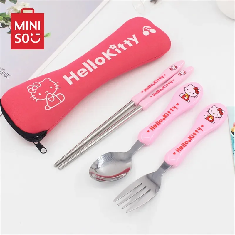 

Hello Kitty Portable Cutlery Set with Stainless Steel Forks Spoons and Chopsticks Convenient Students To Carry on Outdoor Trips