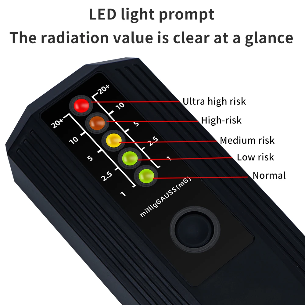 휴대용 전자기 방사선 검출기 EMF 테스터 전자기장 강도 측정기 0~20+ 밀리가우스 LED 조명 포함
