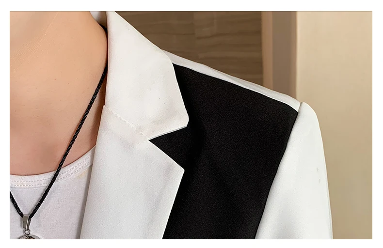 Herren Slim Fit Blazer Hochwertige Herbstmode Hübsche Match Farbe Business Casual Koreanischer Anzug Kostüm Cro Nang – Detail 11