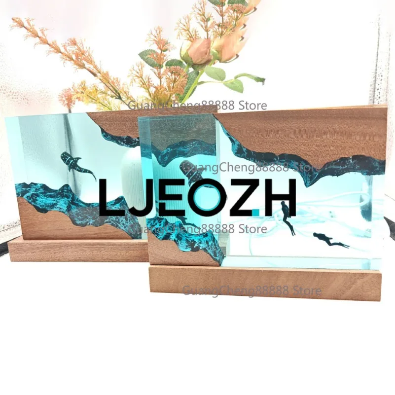 Resin Lamp Resin Lamp Whale Shark and Diver Adventure Resin Lamp Personalized Christmas Gift